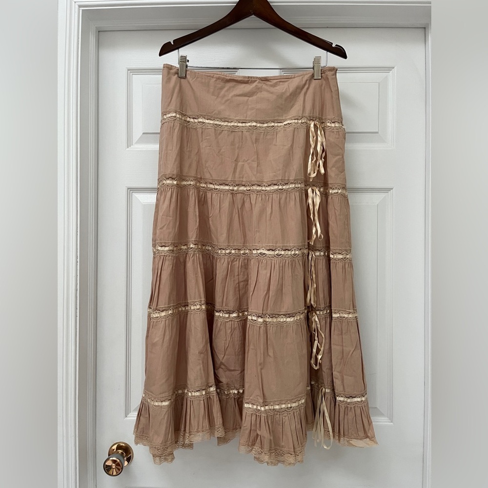 Evie cotton tiered midi skirted